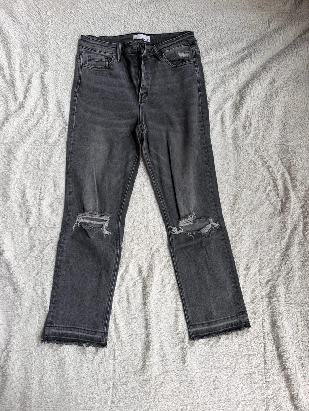 Vervet Women’s Grey Black Distressed Stretch Jeans